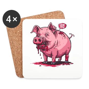 Lèche-moi, cochon zombie détruit - Dessous de verre (lot de 4) - blanc - Devant