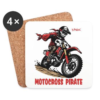 Le Pirate du Motocross - Dessous de verre (lot de 4) - blanc - Devant