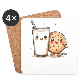 Lait et biscuits : le couple inconfortable - Dessous de verre (lot de 4) - blanc - Devant