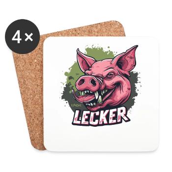 Sausage, bacon and delicious pig's head pork - Coasters (set of 4) - white - Front