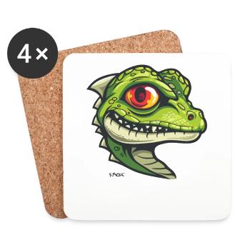 Kleine Drachen Echse - Untersetzer (4er-Set) - Weiß - Vorne