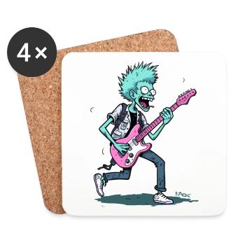 Rock guitar music zombie - Coasters (set of 4) - white - Front