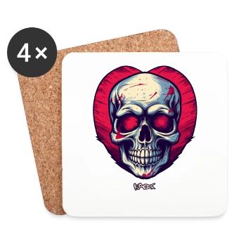 Skull heart - Coasters (set of 4) - white - Front