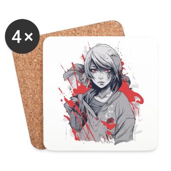 Unique anime girl - Coasters (set of 4) - white - Front