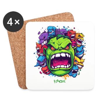 lots of cool monsters - Coasters (set of 4) - white - Front
