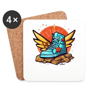 Sneaker-Fan im Sneaker-Himmel mit Flügeln - Untersetzer (4er-Set) - Weiß - Vorne