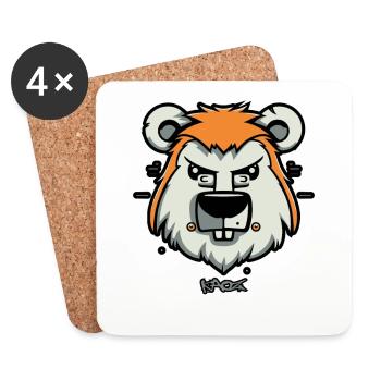 Hamster, Beaver, Rodent - Coasters (set of 4) - white - Front