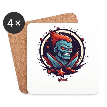 Heavy Super Duty Cool Zombie Skull Rock - Coasters (set of 4) - white - Front