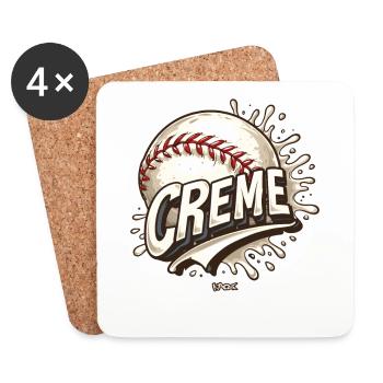 Baseball Creme - Untersetzer (4er-Set) - Weiß - Vorne