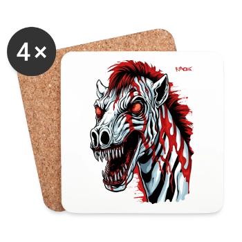 Super Génial Créature Horreur Zombie Zèbre - Dessous de verre (lot de 4) - blanc - Devant