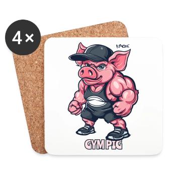Bodybuilder Muskel Gym Schwein - Untersetzer (4er-Set) - Weiß - Vorne