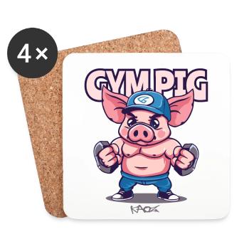 Muskelprotz Fitnessstudio Schwein - Untersetzer (4er-Set) - Weiß - Vorne