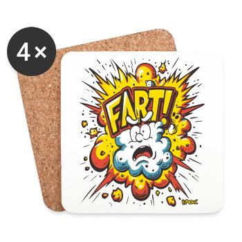 Super Cartoon Furz Knall - Untersetzer (4er-Set) - Weiß - Vorne