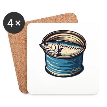 Un poisson en conserve - Dessous de verre (lot de 4) - blanc - Devant