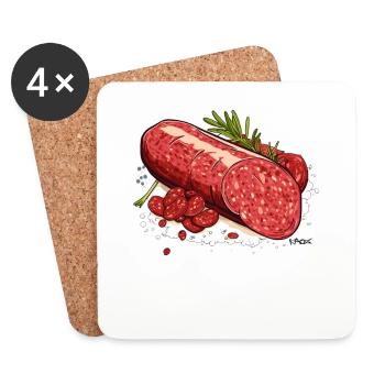 L’amour du salami - Dessous de verre (lot de 4) - blanc - Devant