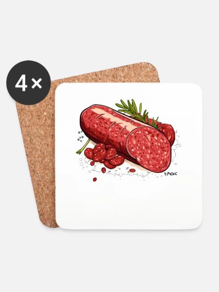 Liebe zu Salami - Glasbrikker (sæt med 4 stk.) - hvid