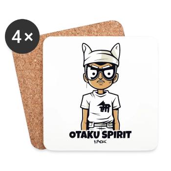 Nerd japonais et fantôme otaku - Dessous de verre (lot de 4) - blanc - Devant