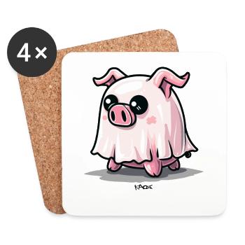 Le mignon cochon est un cochon fantôme - Dessous de verre (lot de 4) - blanc - Devant