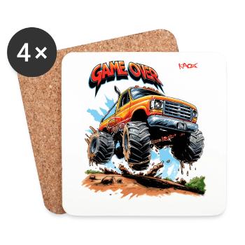 Gaming - Game Over Gamer Monster Truck - Untersetzer (4er-Set) - Weiß - Vorne