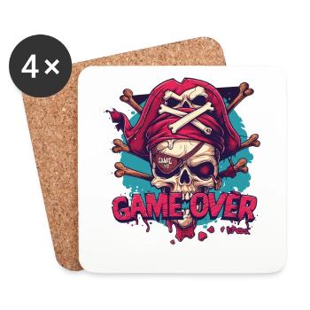 Jeux : Game Over, Gamer Skull Pirate - Dessous de verre (lot de 4) - blanc - Devant