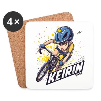 Anime-Figur des japanischen Keirin-Radsports - Untersetzer (4er-Set) - Weiß - Vorne