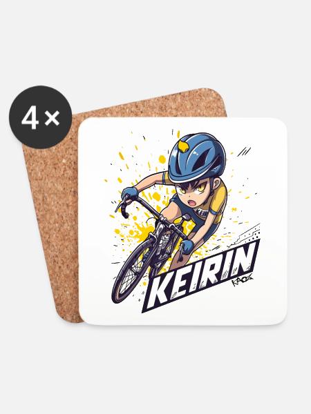 Anime-Figur des japanischen Keirin-Radsports - Untersetzer (4er-Set) - Weiß