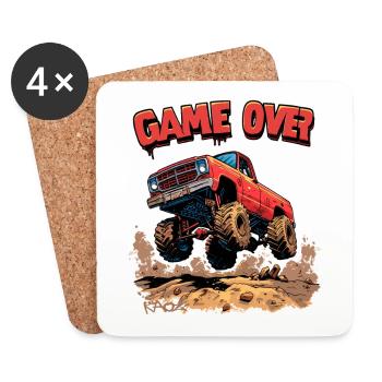 Gamer Gaming: Game Over Monster Truck - Coasters (set of 4) - white - Front