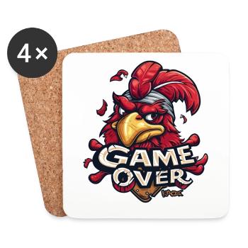 Game Over Gaming Gamer Chickens Rooster Chicken - Coasters (set of 4) - white - Front