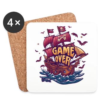Jeu de jeu Gamer À propos du bateau pirate - Dessous de verre (lot de 4) - blanc - Devant