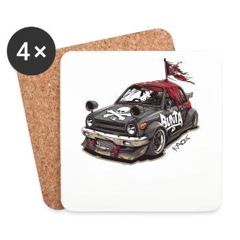 Japanischer Kei Car JDM Pirat - Untersetzer (4er-Set) - Weiß - Vorne