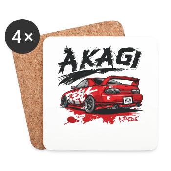 Coureur de rue japonais Akagi : Voiture de dessin animé JDM - Dessous de verre (lot de 4) - blanc - Devant