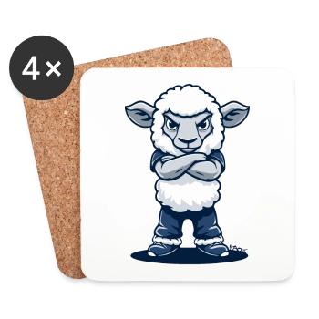 Le drôle de mouton provocateur en pantalon bleu - Dessous de verre (lot de 4) - blanc - Devant