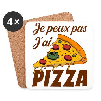 Je Peux Pas J'ai Pizza - Dessous de verre (lot de 4) - blanc - Devant