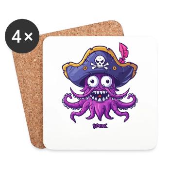 Ein lustiger, glücklicher Oktopus-Pirat - Untersetzer (4er-Set) - Weiß - Vorne
