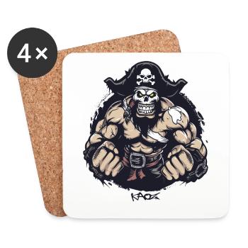 Strong Muscle Wrestler: A Wrestling Pirate - Coasters (set of 4) - white - Front