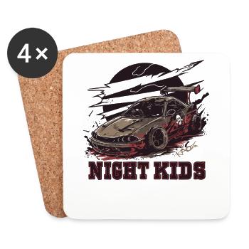 Scrappy JDM Road Racing Night Voiture pour enfants - Dessous de verre (lot de 4) - blanc - Devant