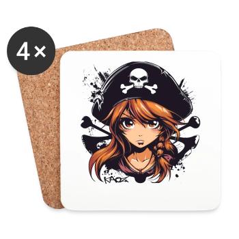 An Anime Pirate Girl - Coasters (set of 4) - white - Front