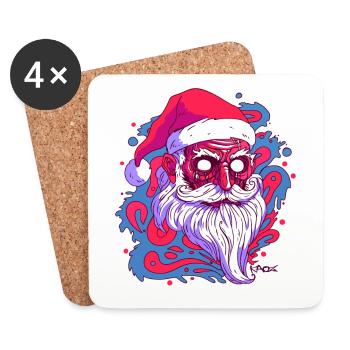 Le Père Noël effrayant - Dessous de verre (lot de 4) - blanc - Devant