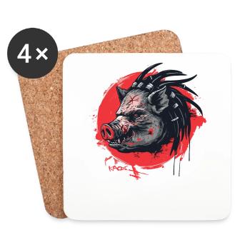 Alien UFO Predator Predator Pig - Coasters (set of 4) - white - Front