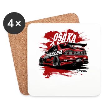 Japan Osaka Racing Car JDM Cartoon - Coasters (set of 4) - white - Front