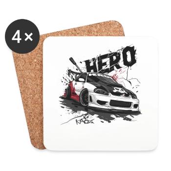Voiture de course Hero Street Car JDM Japon - Dessous de verre (lot de 4) - blanc - Devant