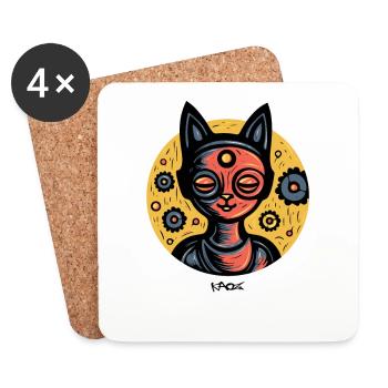 Bunnies Girl Meditation Yoga - Coasters (set of 4) - white - Front