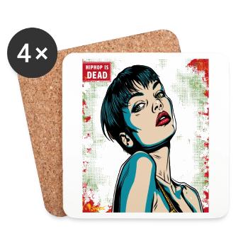 Hip Hop Is Dead, Anime Pop Art Cartoon Femme - Dessous de verre (lot de 4) - blanc - Devant
