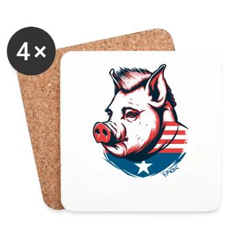 The Patriotic Pig Hero - Coasters (set of 4) - white - Front