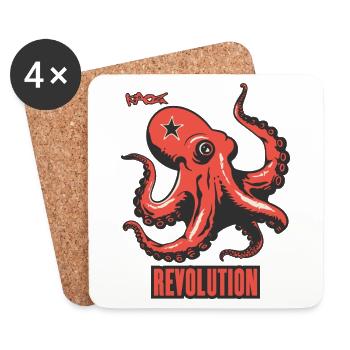 Parody Octopus Comrade Revolution - Coasters (set of 4) - white - Front