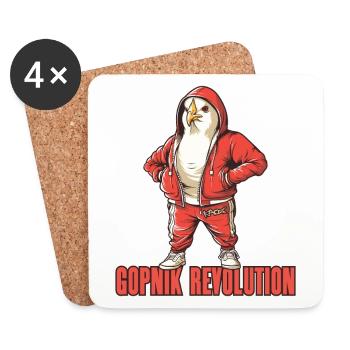 Parody: Communist Dove Gopnik Comrades - Coasters (set of 4) - white - Front
