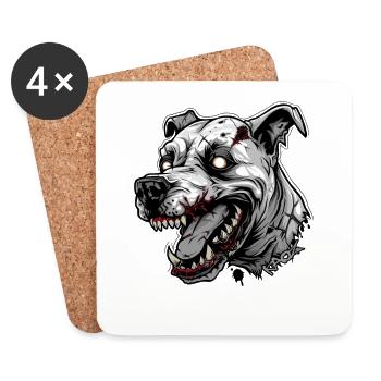 Tête blanche d’un chien zombie - Dessous de verre (lot de 4) - blanc - Devant