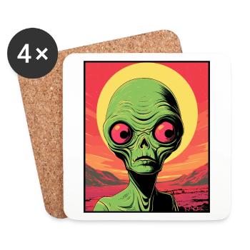Un petit extraterrestre vert sur Mars - Dessous de verre (lot de 4) - blanc - Devant