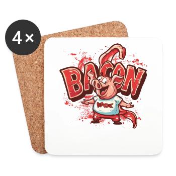 Leckerer Speck vom lustigen Schwein - Untersetzer (4er-Set) - Weiß - Vorne