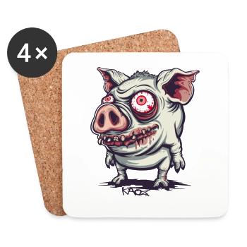 Niedliches seltsames Zombie-Schwein - Untersetzer (4er-Set) - Weiß - Vorne